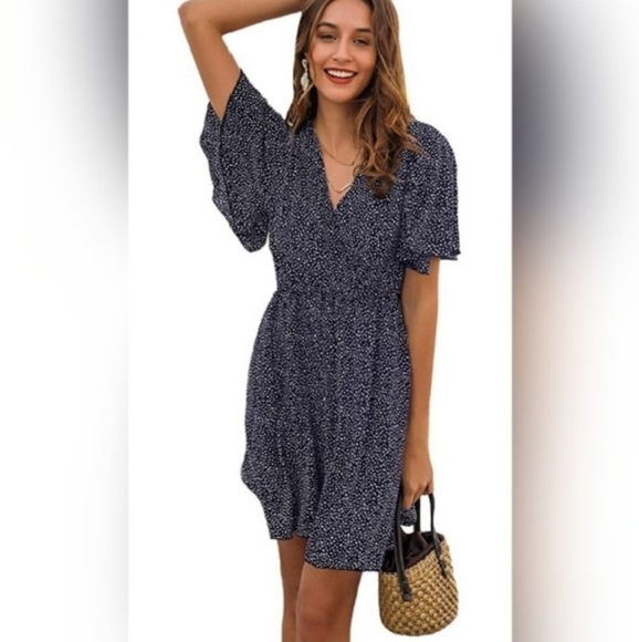 Dresses & Skirts - 🌞Short Sleeve V Neck All Over Print High Waist